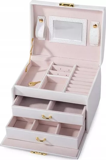 Μπιζουτιέρα Κοσμηματοθήκη με Συρτάρι & Καθρέφτη Λευκό