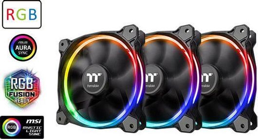 Case Fan Thermaltake Riing 12 LED RGB Radiator Fan Sync Edition 120mm με Σύνδεση 4-Pin PWM Σετ 3τμχ Μαύρο