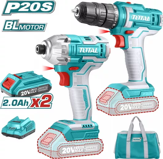 Σετ Εργαλείων Μπαταρίας Total TCKLI2016 Δραπανοκατσάβιδο & Παλμικό Κατσαβίδι Μαλακή Θήκη