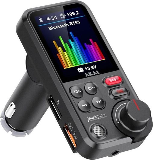 FM Transmitter Αυτοκινήτου Akai FMT-93BT AUX / MicroSD με Λειτουργία Handsfree & Φόρτιση Κινητού