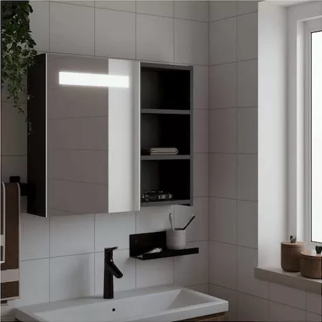 Καθρέπτης Μπάνιου vidaXL LED 60x13cm Μαύρο