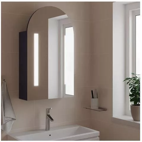 Καθρέπτης Μπάνιου vidaXL LED με Ράφι & Ντουλάπι 42x13cm Γκρι