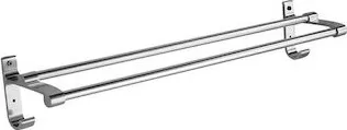 Ράγα Μπάνιου AG987A Διπλή Επιτοίχια με Βίδες Inox Ασημί