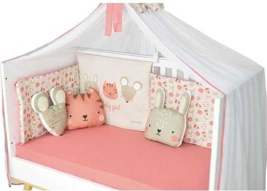 Διακοσμητικά Μαξιλάρια Κούνιας Bebe Stars Bunny Ροζ 3τμχ