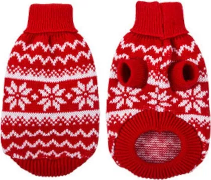 Πουλόβερ Σκύλου Πλεκτό 28cm Κόκκινο