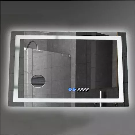 Καθρέπτης Μπάνιου Lightex 720RL0110043 LED Μεγεθυντικός Αφής 80x60cm Ορθογώνιος Χρυσό