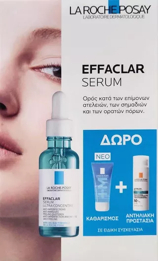 Σετ Περιποίησης Προσώπου La Roche Posay Effaclar Serum, Ορός Κατά Των Επίμονων Ατελειών & Effaclar Gel 50ml & Anthelios Oil Correct Spf50+ 3ml