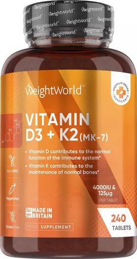 Βιταμίνη D3 4000iu + K2 MK7 125mg 240caps WeightWorld
