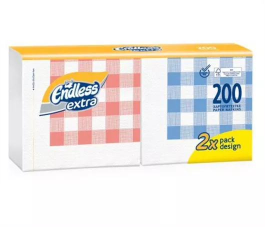 Χαρτοπετσέτα Endless Extra 33x33cm Σετ 100τμχ Πολύχρωμο