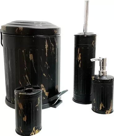 Σετ Μπάνιου 14009 Vintage Μεταλλικό 4τμχ Μαύρο