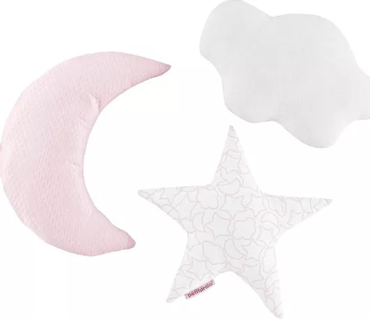 Διακοσμητικά Μαξιλάρια Κούνιας Petit Praia "Dream " Σετ 3τμχ Ροζ