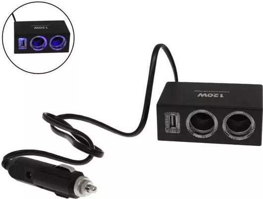 Φορτιστής Αναπτήρα Αυτοκινήτου Olesson 2 Θέσεων με Θύρες 1xUSB 2x με Καλώδιο Ενσωματωμένο Μπλε