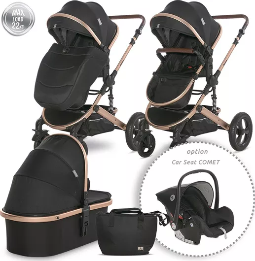 Καρότσι Μωρού Lorelli Boston Ρυθμιζόμενο 3 σε 1 Μαύρο