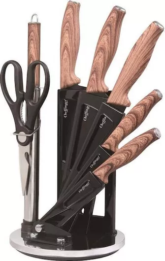 Cheffinger CF-KS05 Μαχαίρια με Βάση Ανοξείδωτα Σετ 8τμχ
