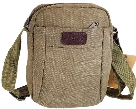 Ανδρική Τσάντα Ώμου / Χιαστί AC 8444 από Ύφασμα Χακί