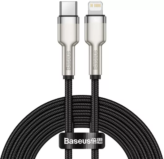 Baseus Cafule Metal Braided USB-C to Lightning Cable 20W Μαύρο 2m CATLJK-B01