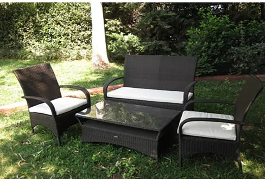 Σετ Σαλονιού Κήπου & Βεράντας Thirea AR-139 / S Ρατάν & Αλουμινίου με Μαξιλάρια 4τμχ Καφέ