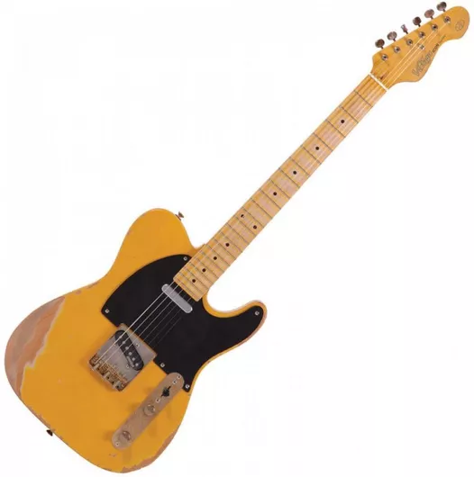 Ηλεκτρική Κιθάρα Vintage V52 Icon με SS Διάταξη Μαγνητών Ταστιέρα Maple σε Χρώμα Distressed Butterscotch