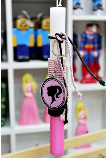 Πασχαλινή Λαμπάδα Gerakis Plexiglass Μπρελόκ Barbie Λευκό / Ροζ