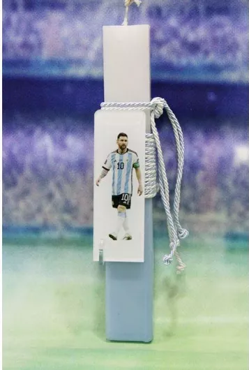 Πασχαλινή Λαμπάδα Gerakis Plexiglass Messi Λευκό / Γαλάζιο