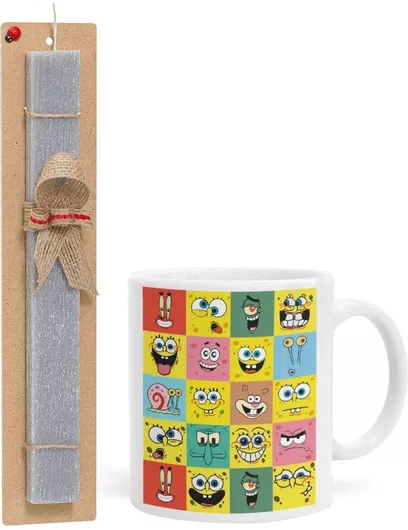 Πασχαλινή Λαμπάδα Ο Μπομπ & οι Φίλοι του Σετ με Κούπα Κεραμική 330ml Αρωματική Γκρι