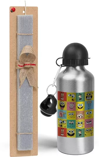 Πασχαλινή Λαμπάδα Ο Μπομπ & οι Φίλοι του Σετ με Παγούρι Αλουμινίου 500ml Αρωματική Γκρι