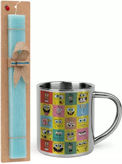 Πασχαλινή Λαμπάδα Ο Μπομπ & οι Φίλοι του Σετ με Μεταλλική Κούπα 300ml Αρωματική Τιρκουάζ