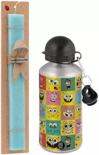 Πασχαλινή Λαμπάδα Ο Μπομπ & οι Φίλοι του Σετ με Παγούρι Αλουμινίου 500ml Αρωματική Τιρκουάζ