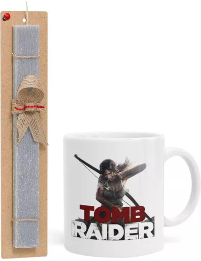 Πασχαλινή Λαμπάδα Tomb Raider Σετ με Κούπα Κεραμική 330ml Αρωματική Γκρι