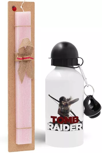 Πασχαλινή Λαμπάδα Tomb Raider Σετ με Παγούρι Αλουμινίου 500ml Αρωματική Ροζ