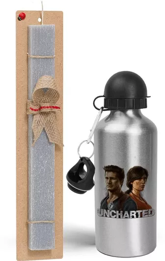 Πασχαλινή Λαμπάδα Uncharted Σετ με Παγούρι Αλουμινίου 500ml Αρωματική Γκρι