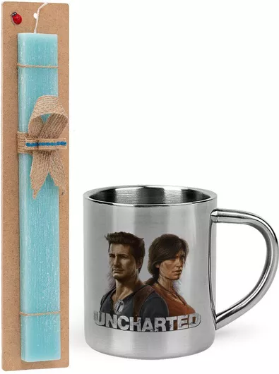 Πασχαλινή Λαμπάδα Uncharted Σετ με Μεταλλική Κούπα 300ml Αρωματική Τιρκουάζ