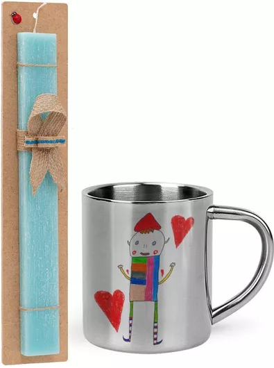 Πασχαλινή Λαμπάδα Ο Αλέξανδρος Ζωγραφίζει την Αγάπη Σετ με Μεταλλική Κούπα 300ml Αρωματική Τιρκουάζ