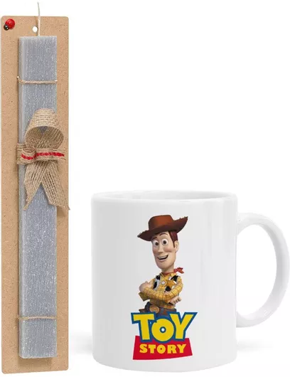 Πασχαλινή Λαμπάδα Woody Cowboy Σετ με Κούπα Κεραμική 330ml Αρωματική Γκρι