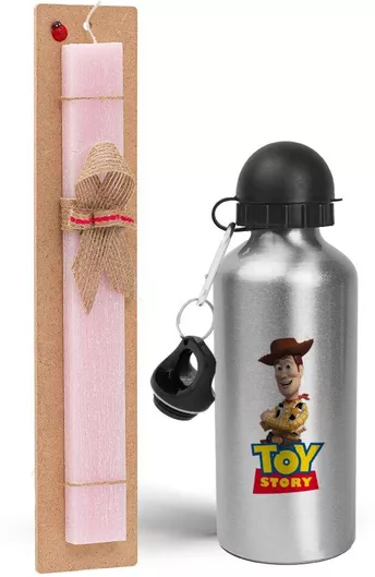 Πασχαλινή Λαμπάδα Woody Cowboy Σετ με Παγούρι Αλουμινίου 500ml Αρωματική Ροζ