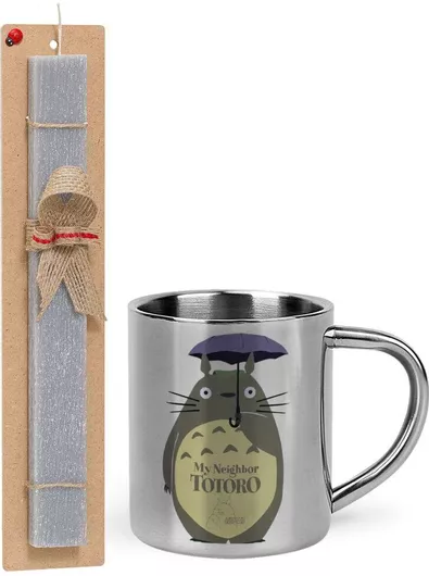 Πασχαλινή Λαμπάδα Totoro From my Neighbor Totoro Σετ με Μεταλλική Κούπα 300ml Αρωματική Γκρι