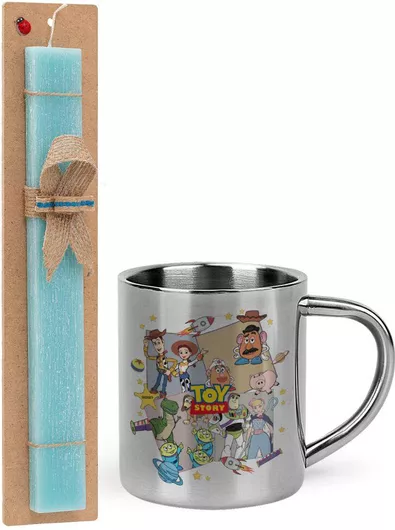 Πασχαλινή Λαμπάδα Toystory Characters Σετ με Μεταλλική Κούπα 300ml Αρωματική Τιρκουάζ