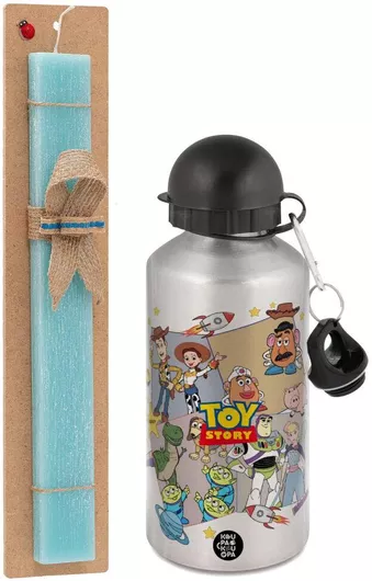 Πασχαλινή Λαμπάδα Toystory Characters Σετ με Παγούρι Αλουμινίου 500ml Αρωματική Τιρκουάζ