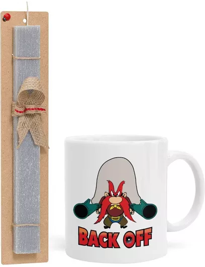 Πασχαλινή Λαμπάδα Yosemite Sam Back Off Σετ με Κούπα Κεραμική 330ml Αρωματική Γκρι