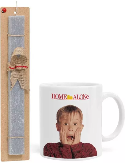 Πασχαλινή Λαμπάδα Μόνος στο Σπίτι Kevin Mccallister Shocked Σετ με Κούπα Κεραμική 330ml Αρωματική Γκρι