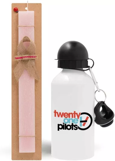Πασχαλινή Λαμπάδα Twenty One Pilots Σετ με Παγούρι Αλουμινίου 500ml Αρωματική Ροζ