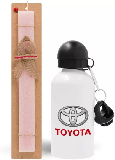 Πασχαλινή Λαμπάδα Toyota Σετ με Παγούρι Αλουμινίου 500ml Αρωματική Ροζ