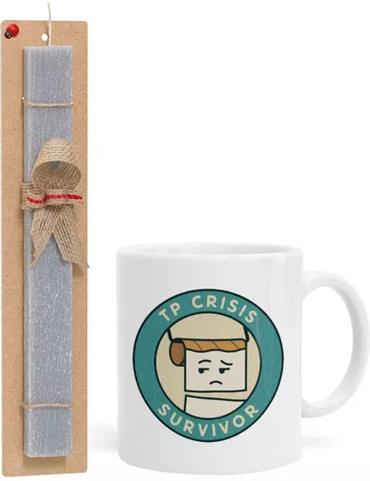 Πασχαλινή Λαμπάδα tp Crisis Survivor Σετ με Κούπα Κεραμική 330ml Αρωματική Γκρι