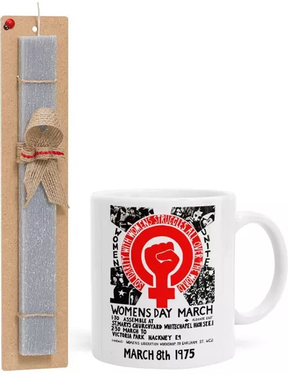 Πασχαλινή Λαμπάδα Women's Day 1975 Poster Σετ με Κούπα Κεραμική 330ml Αρωματική Γκρι