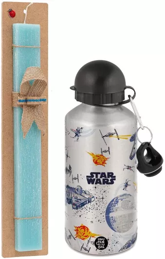 Πασχαλινή Λαμπάδα Ο Πόλεμος των Άστρων Σετ με Παγούρι Αλουμινίου 500ml Αρωματική Τιρκουάζ