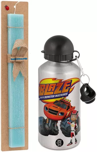 Πασχαλινή Λαμπάδα Ο Μπλέιζ & οι Φίλοι του Σετ με Παγούρι Αλουμινίου 500ml Αρωματική Τιρκουάζ