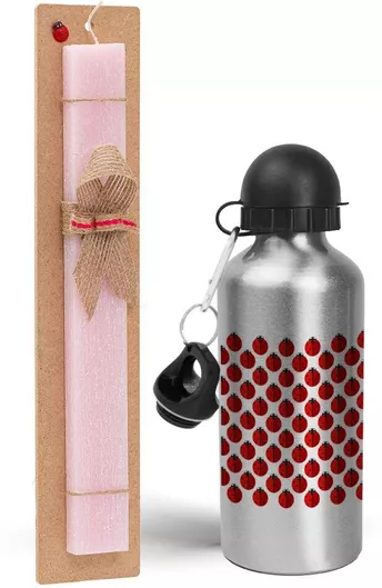 Πασχαλινή Λαμπάδα Πασχαλίτσα Σετ με Παγούρι Αλουμινίου 500ml Αρωματική Ροζ