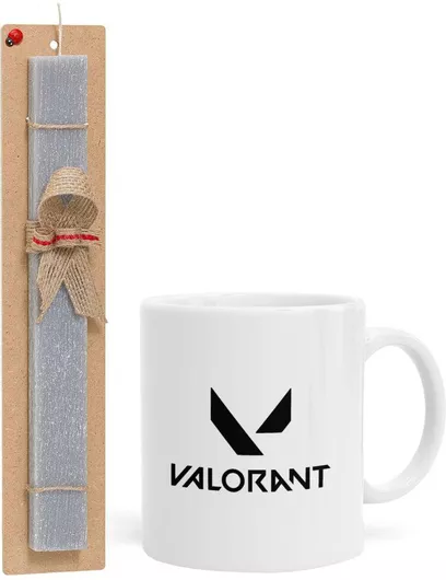 Πασχαλινή Λαμπάδα Valorant Σετ με Κούπα Κεραμική 330ml Αρωματική Γκρι
