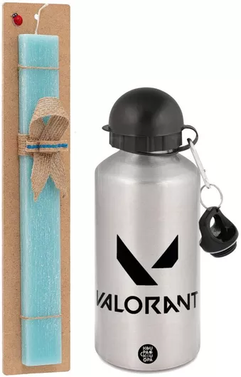 Πασχαλινή Λαμπάδα Valorant Σετ με Παγούρι Αλουμινίου 500ml Αρωματική Τιρκουάζ