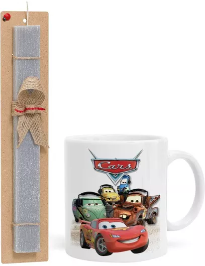 Πασχαλινή Λαμπάδα Αυτοκίνητα Σετ με Κούπα Κεραμική 330ml Αρωματική Γκρι